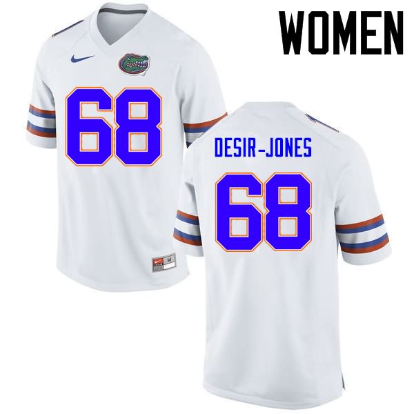 Women's NCAA Florida Gators Richerd Desir-Jones #68 Stitched Authentic Nike White College Football Jersey QUQ2865NN